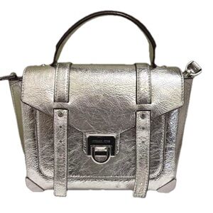 Manhattan Medium Crackled Metallic Leather Satchel